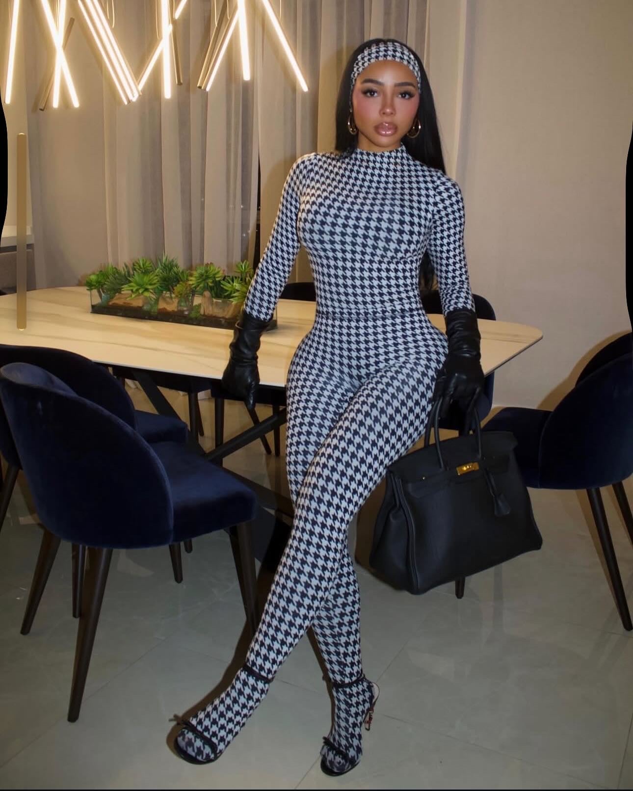 Hilary Houndstooth Jumpsuit