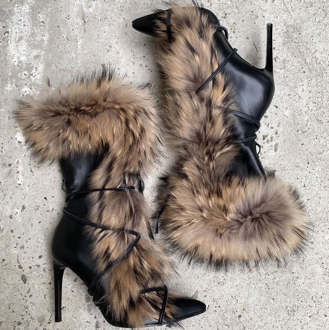 Furry Fur Stiletto Boots