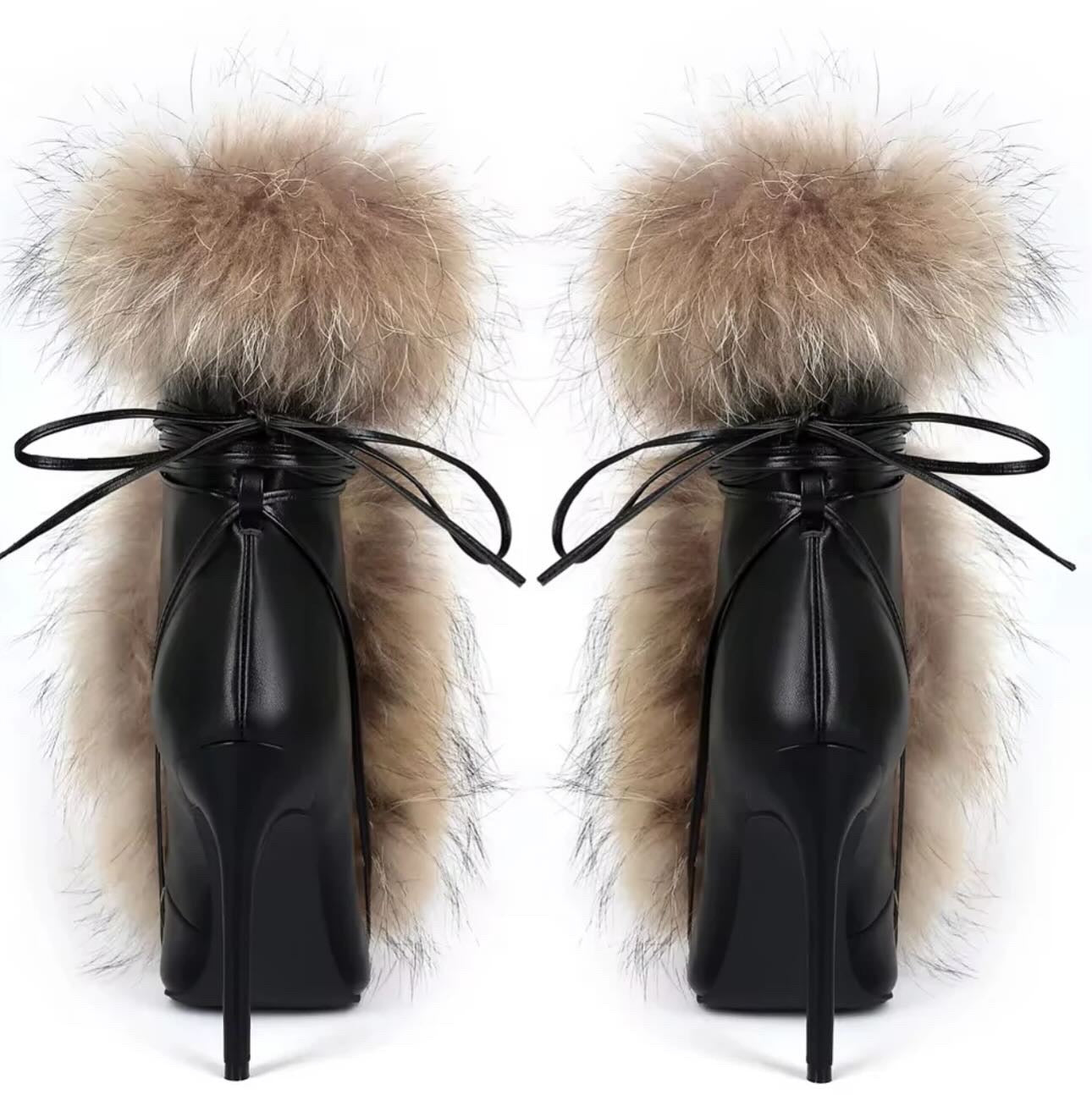 Furry Fur Stiletto Boots