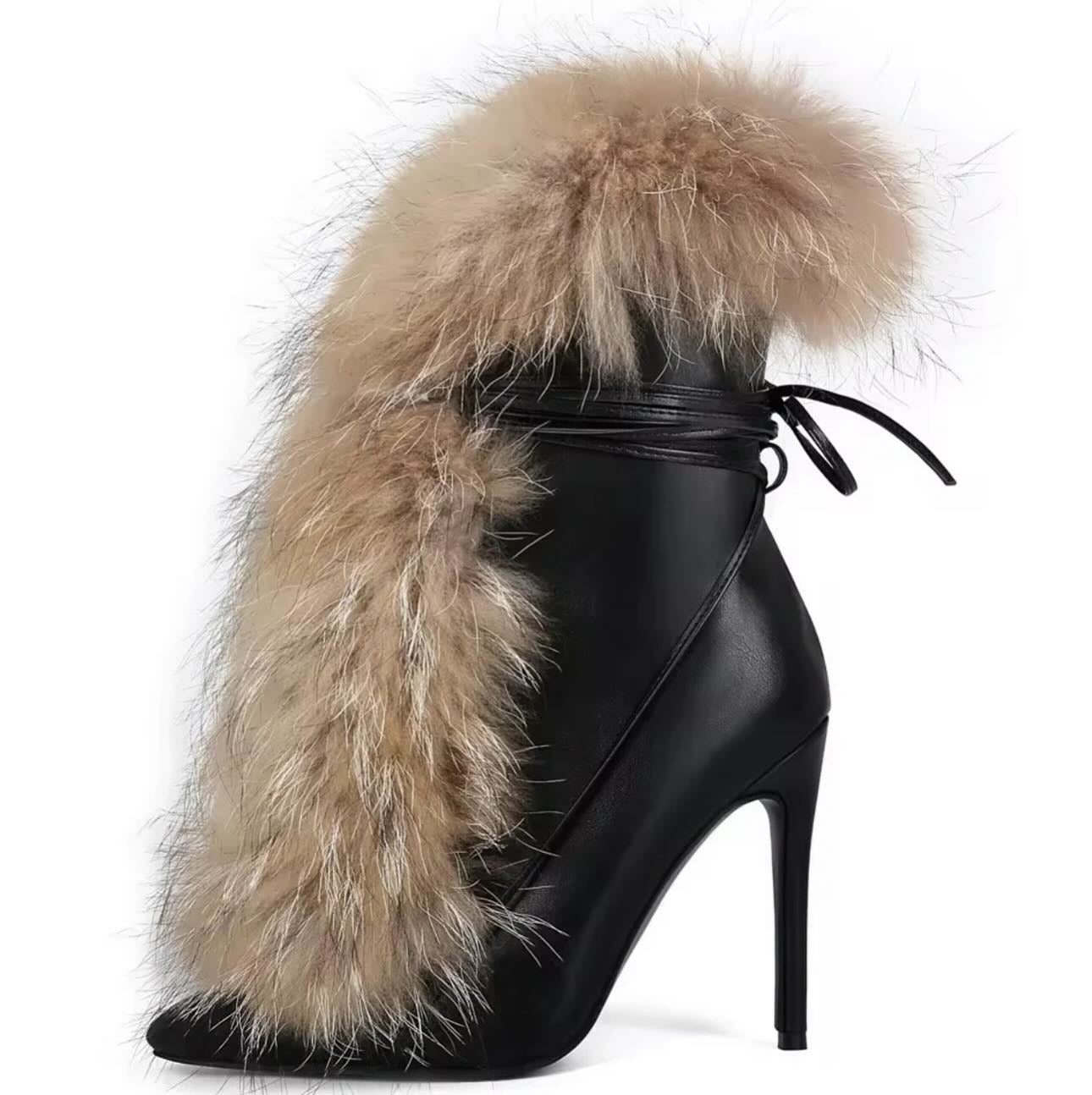 Furry Fur Stiletto Boots