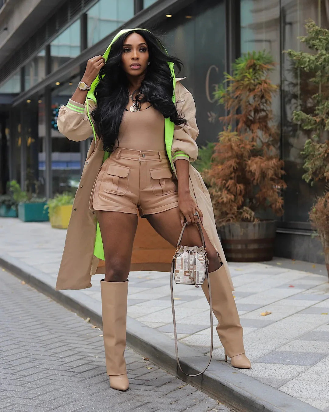 Lime Lights Trench Coat